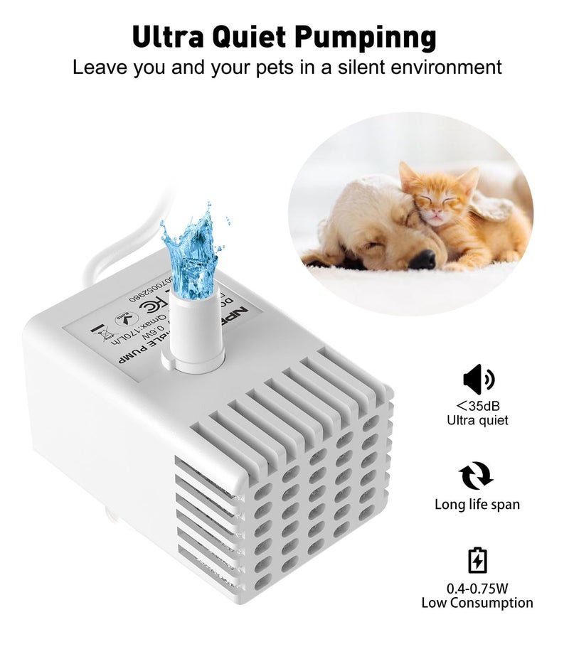 NPET Pet Water Fountain Water Pump with LED Light for WF020/WF050/WF210 Cat Fountain - Image 5